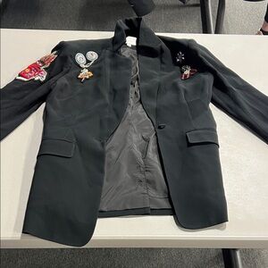 Cinq à Sept Black Blazer with Colorful Embellishments